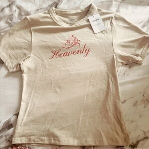 Cotton On Cream Tee with Red Print